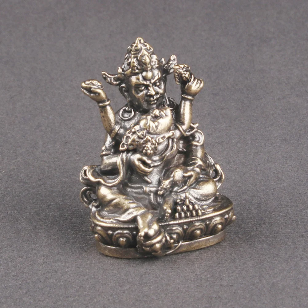 

2Pcs Brass Buddha Statue Retro Vintage of Wealth Sculpture Indoor Desktop Brass of Wealth Decoration Home Decor