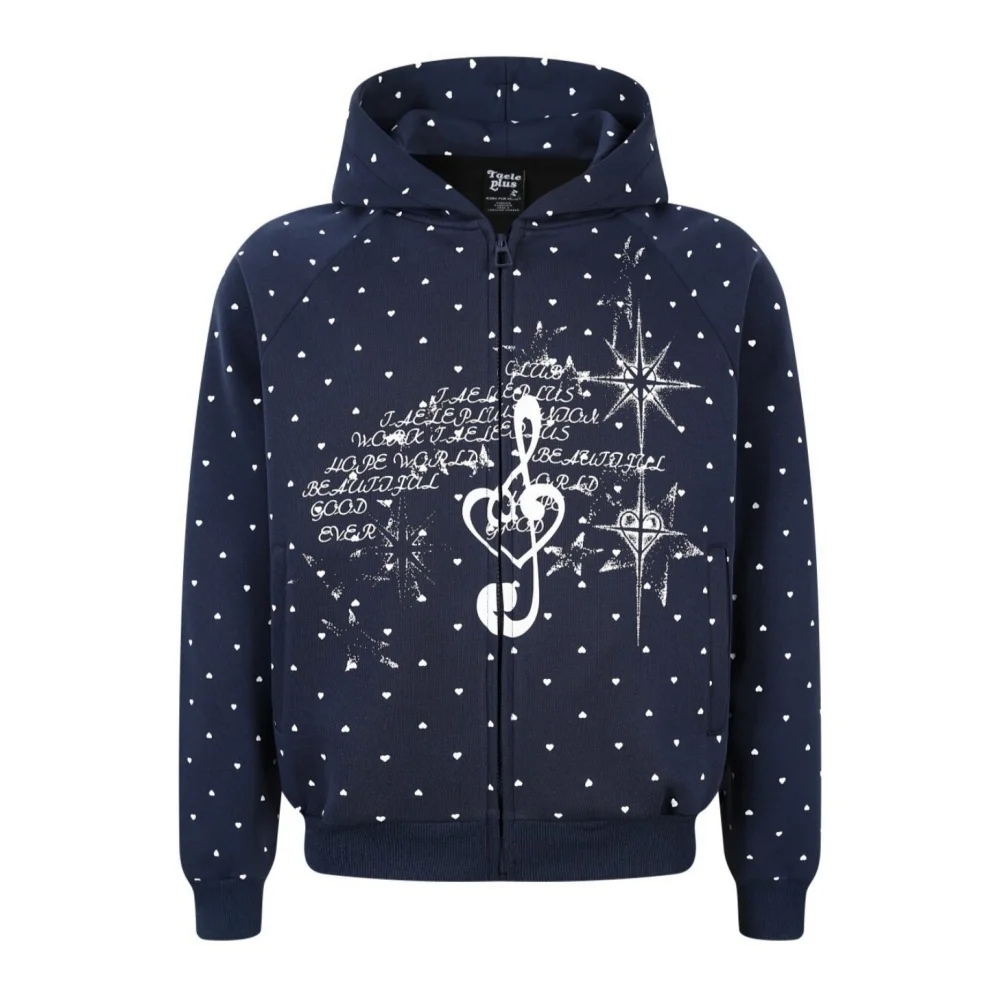 Women's Hoodie Polka Dot Music Note Print Women's Sweatshirt with Zipper Street Style Casual Couple Hoodies Woman Sweatshirts