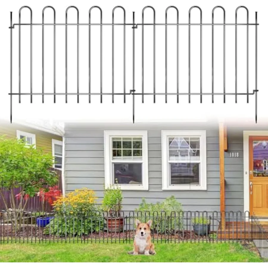 

26 Panels Decorative Garden Fence 37ft X 20in Rustproof Metal Animal Barrier Fence No Dig Fence Garden Fence Arched Flower Bed