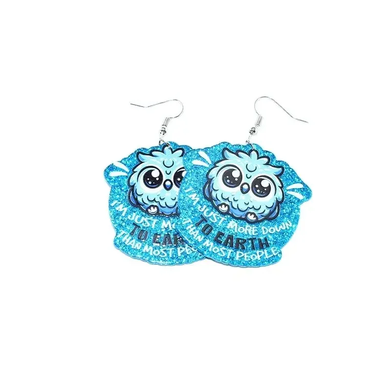 Glitter Goose Owl Frog Acrylic Earrings Chicken Cat Dog Cattle ET UFO I Hate People Epoxy Pendant Earring For Women Jewelry Gift