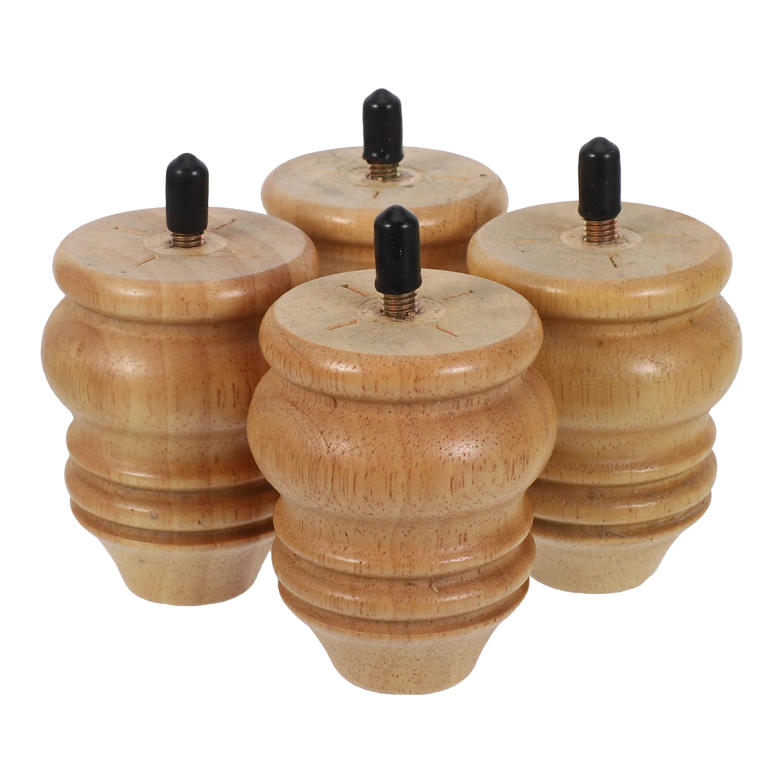 

4pcs Rubber Wood Furniture Legs 8Cm Gourd Shape Wooden Sofa Leg Replacement For Cabinet Table Chair Bed Couch Heavy Duty Support