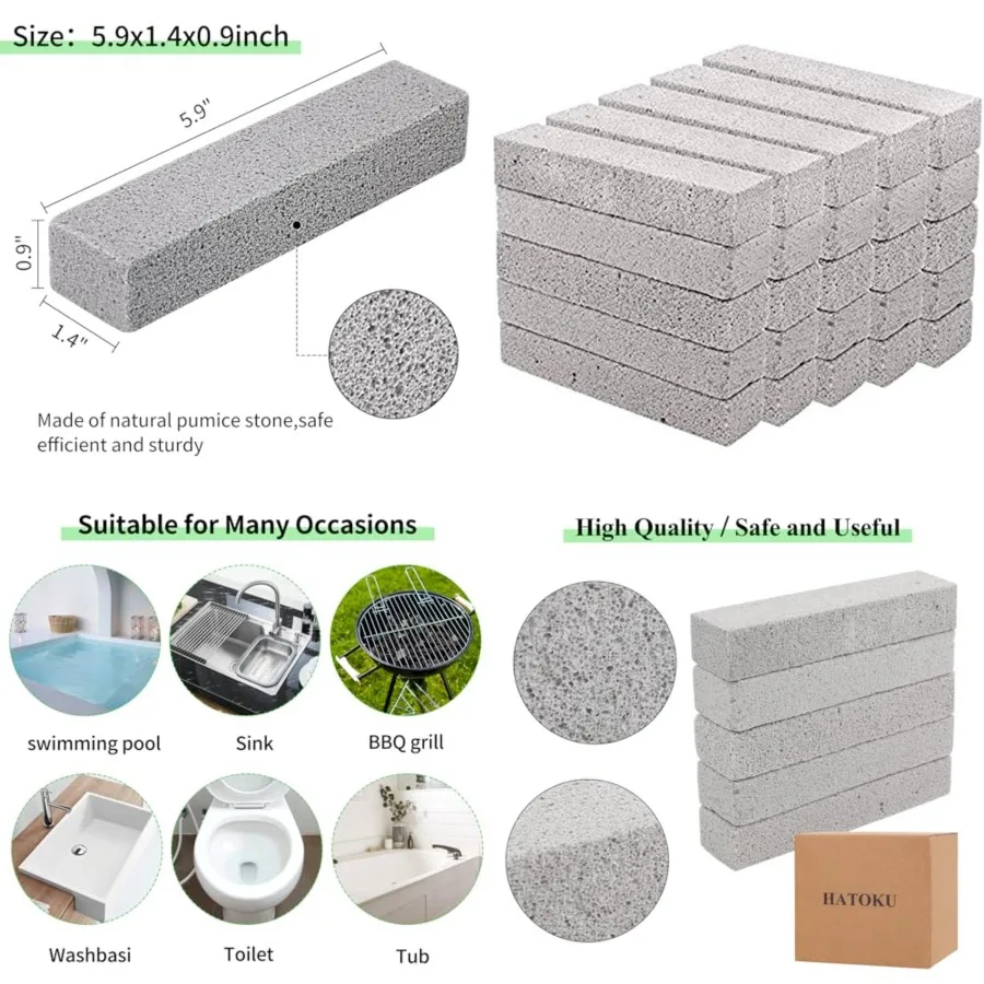 

25 Pieces Pumice Stone Toilet Bowl Cleaner, Pumice Scouring Stick Remove Hard Water Ring in Toilet, Pumice Stones for Cleaning,