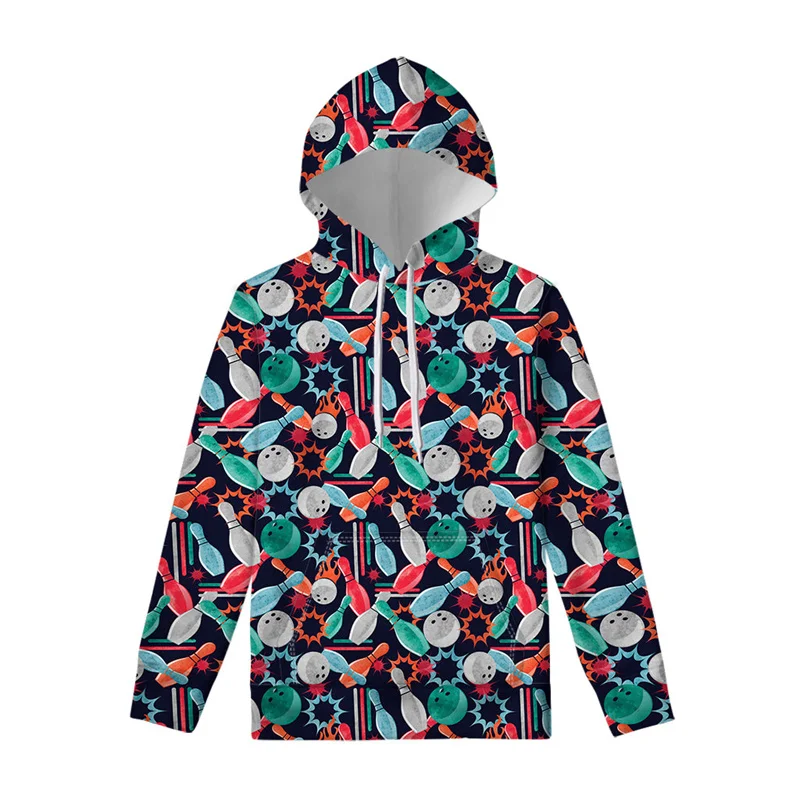 

Colorful Cartoon Bowling Pattern Hoodie For Men 3D Printed Sports Hoodies Kids Long Sleeves Hoody Casual Pullover Swearshirts