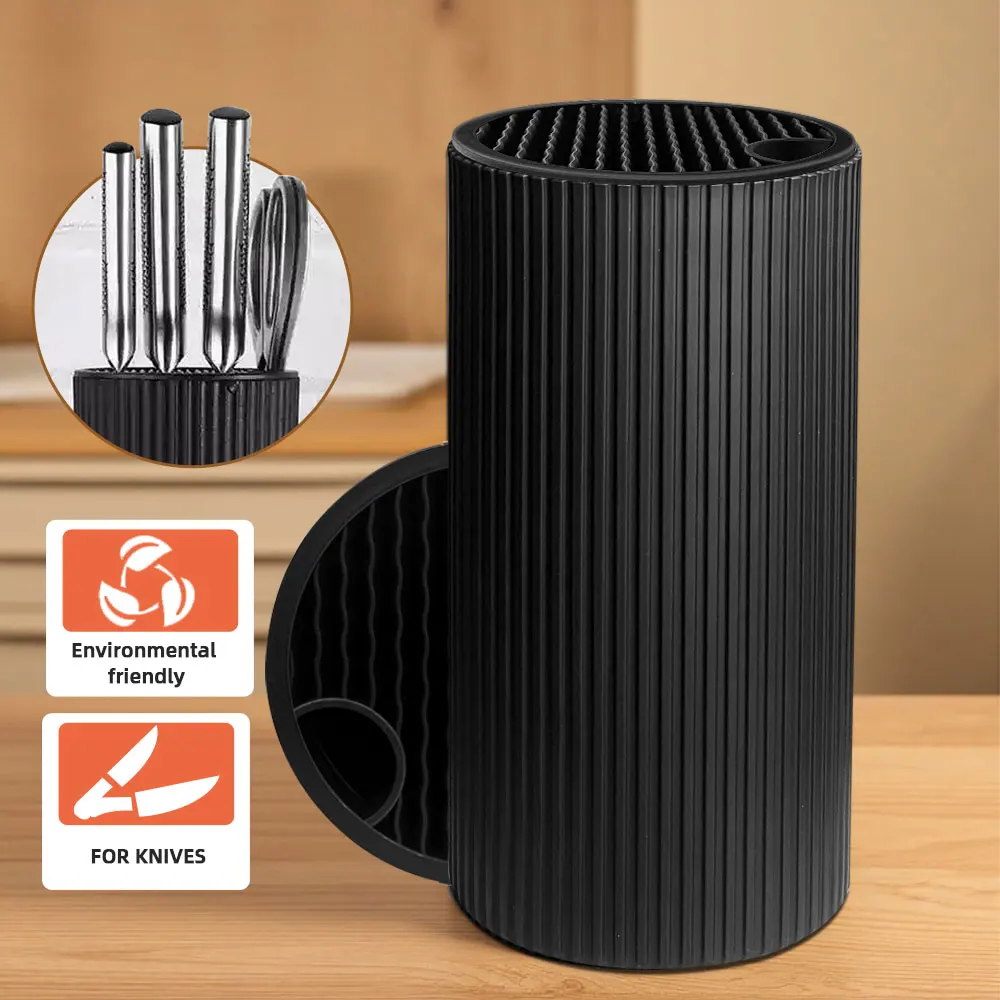 Soporte para cuchillos de cocina de 8,8 pulgadas, soporte para Chef de cocina, cuchillo de cerámica insertado, soporte para cuchillos de plástico, cubo, herramientas de almacenamiento de cocina