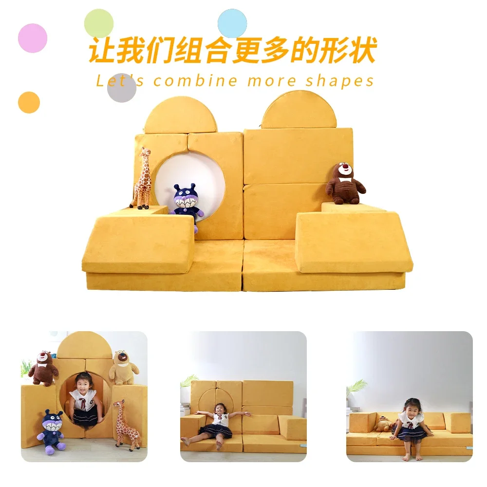 pink Cartoon modular Castle Children's play Sofa bubble combination Couch Foam living room furniture sofa set kids sofa fort