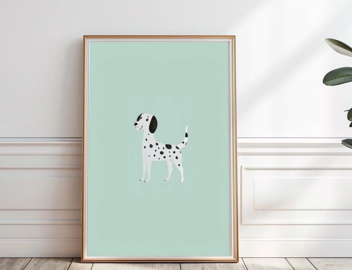 Dalmatian art print, Dalmatian nursery decor, Puppy nursery poster boy, Dalmatian nursery Wall Art, Dog illustration,Digital,Pri