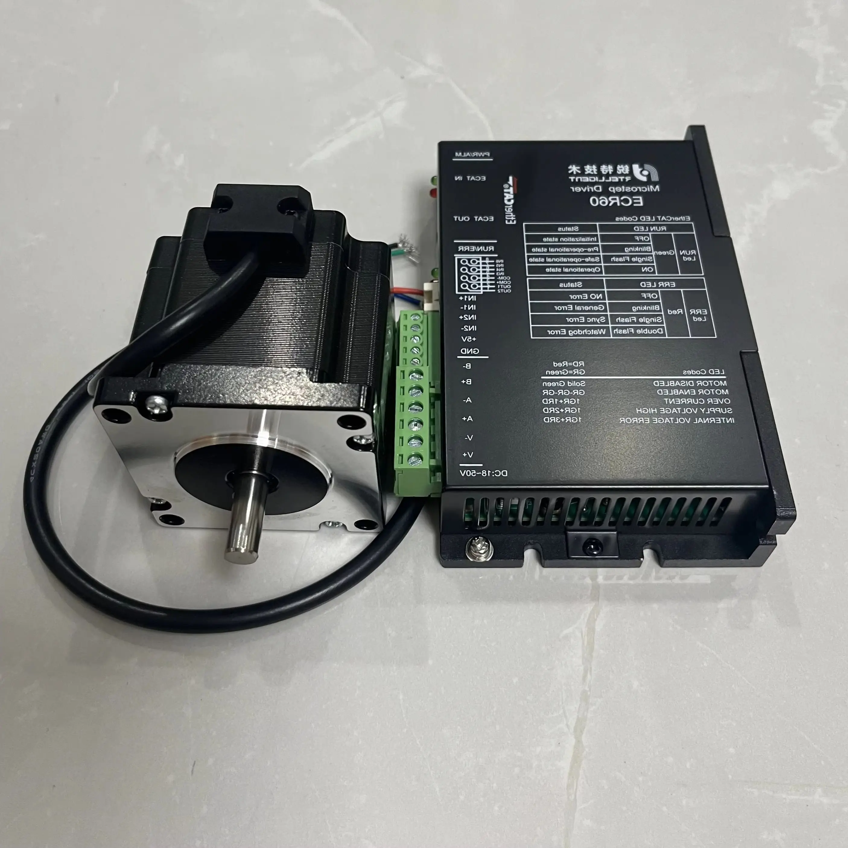 Open Loop 1.3Nm~3N.M Stepping 57mm 2 phase  Nema 23 With Ethercat Stepper Driver ECR60 Stepper Motor Kit