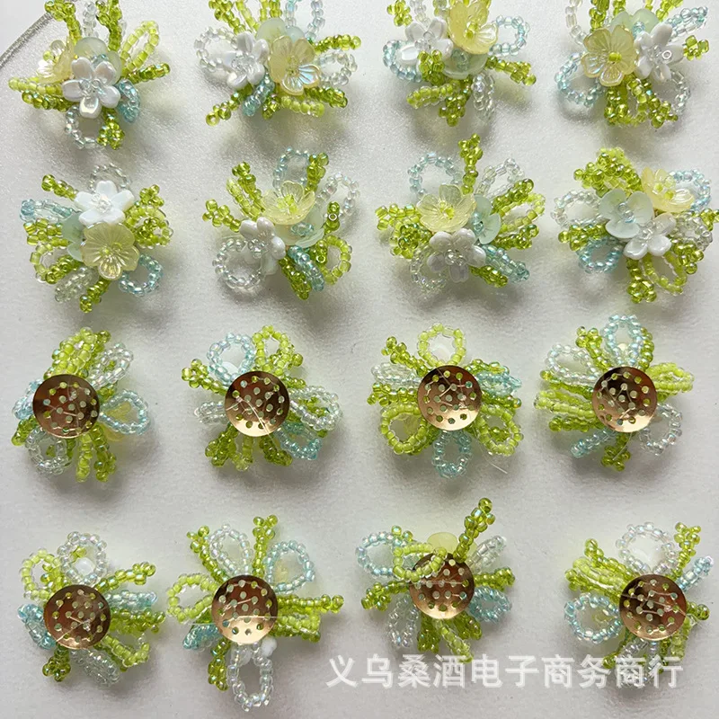 Upgraded 3D Beaded Green Flower Shoe Buckle for Crocs Accessory Crystal Embellishment Sturdy Durable