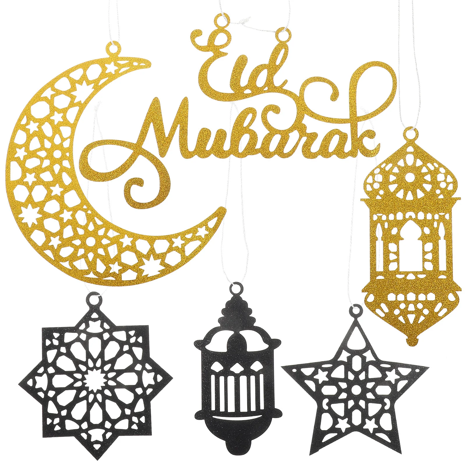 6 шт., Рамадан Ид, подвесная звезда, луна, украшения, исламская домашняя вечеринка, потолочные настенные украшения, декор со звездой и луной, украшения Ид