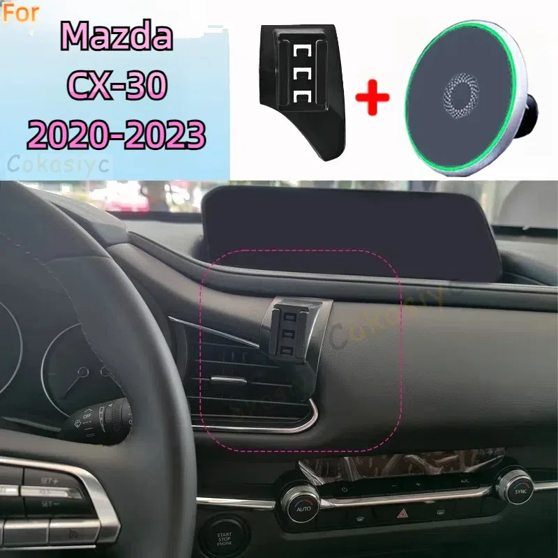 For Mazda CX-30 CX 30 CX30 2020 2021 2022 2023 Magnetic Car Phone Holder 15W Wireless Charging Phone Stand MagSafe Base