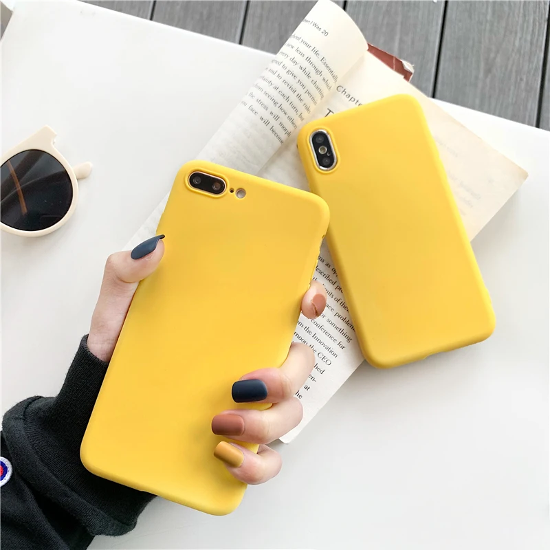 Yellow Protective Phone Case For Samsung Galaxy A73 A55 A54 A34 A25 A24 A15 A14 A05 A04 A03 Silicone Solid Color Soft TPU Cover