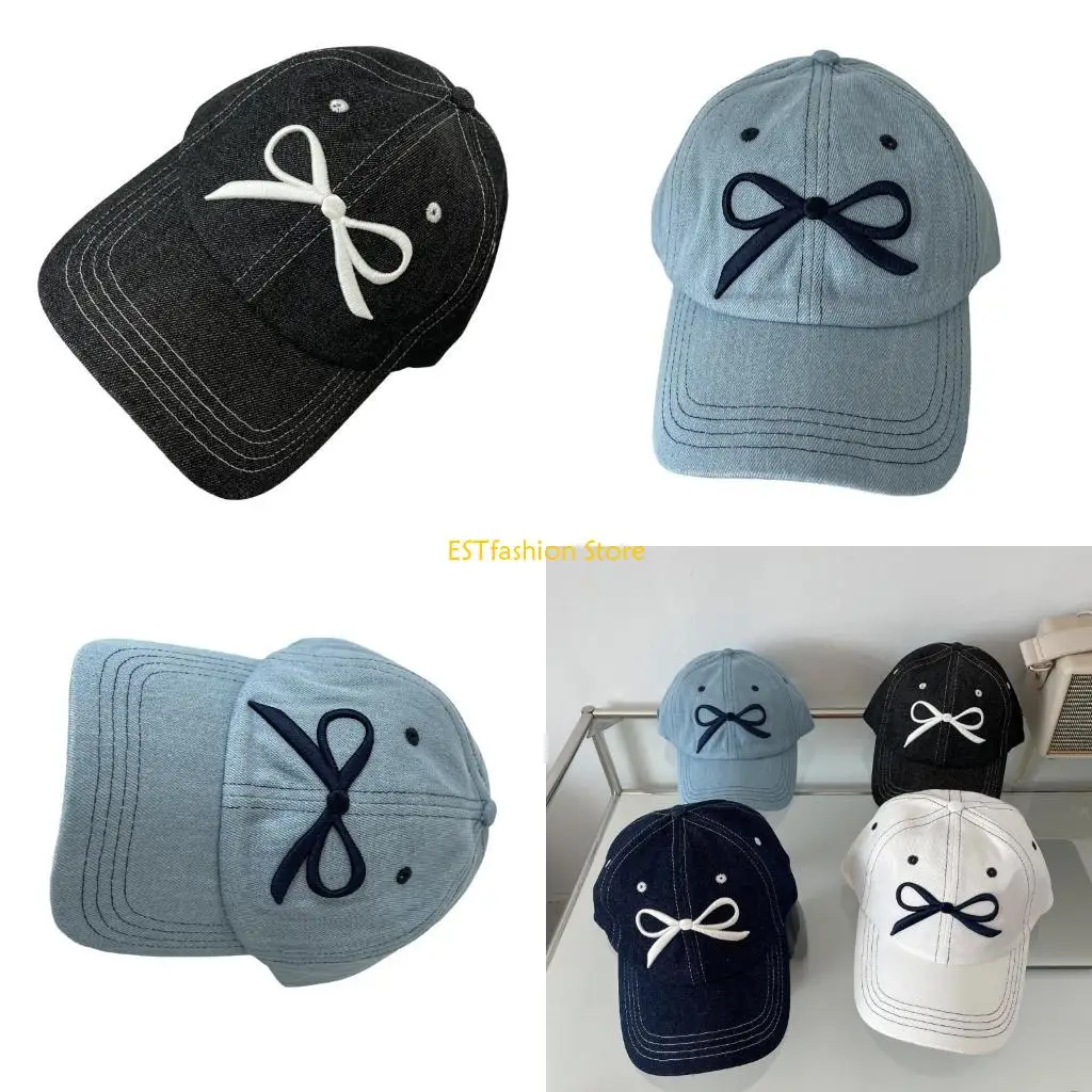 

Y5GC Embroidery Bowknot Baseball Caps for Teens Girl Spring Baseball Hat Fashion Sun Hat for Women Outdoor Casual Caps