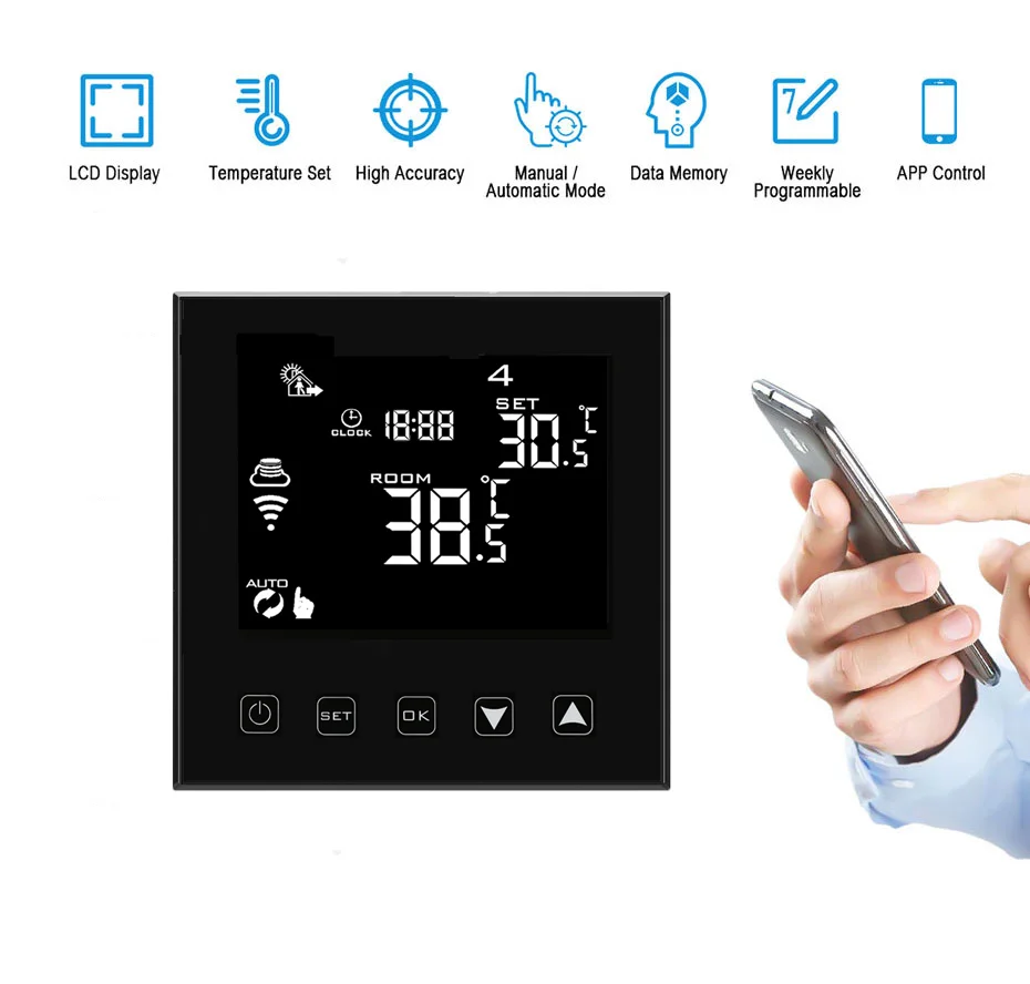 Manufacture OEM WiFi ZigBee Smart Programmable Thermostat Voice Control for Water/ Floor Gas Boiler