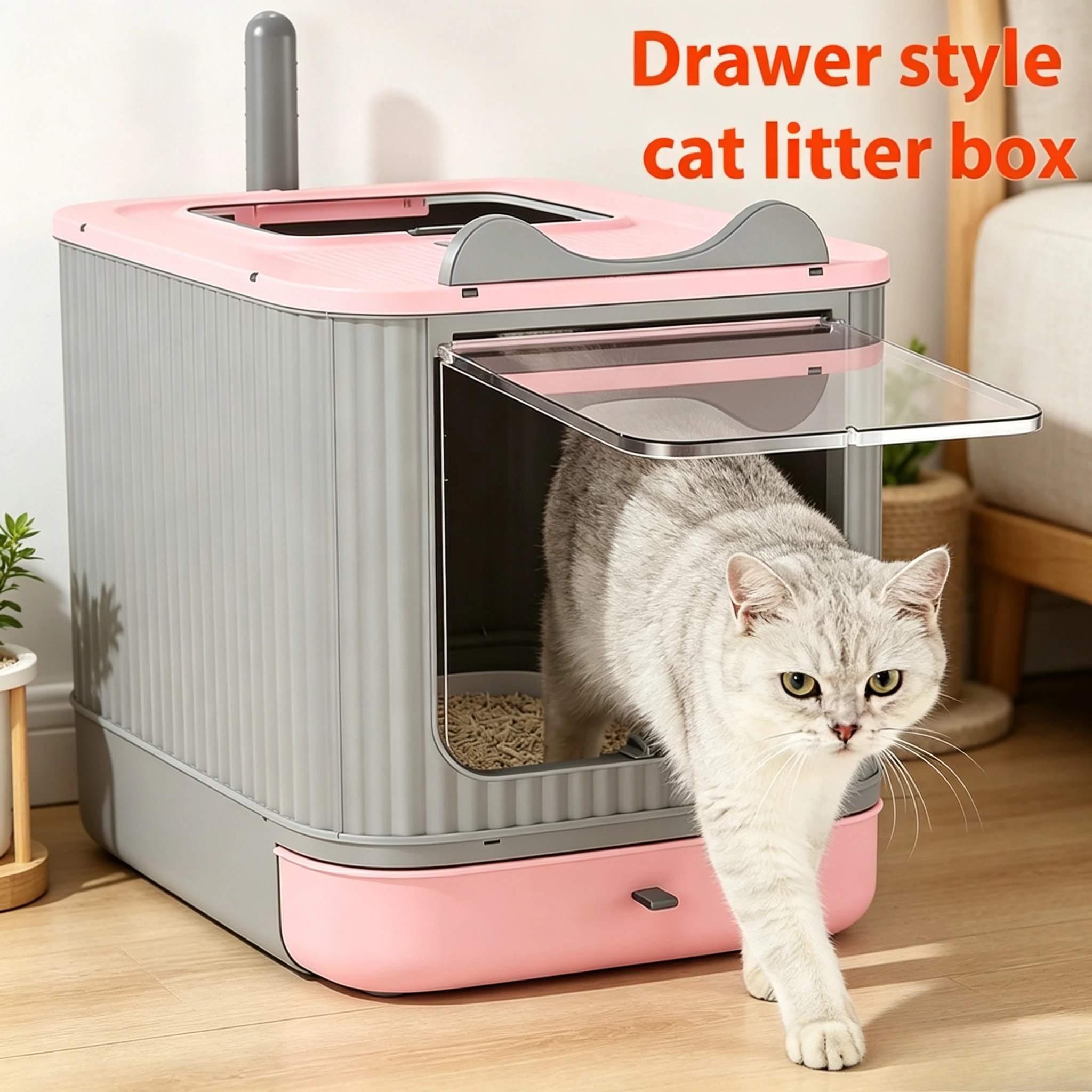 Extra Large Enclosed Cat Litter Box 4 In 1 Top Entry Front Pull Out Drawer Design Odor Control Activated Carbon Filter With Litter Scoop Splash Proof Spacious Kitty Toilet For Multiple Large Cats Up To 44 Lbs Easy Clean Modern Indoor Pet House