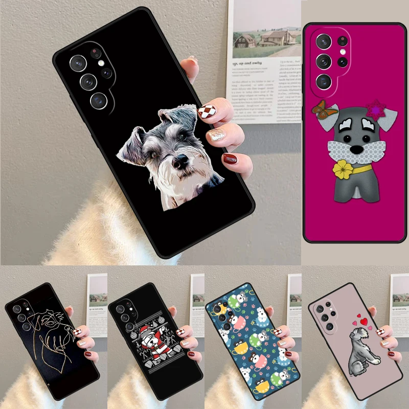 Cartoon Schnauzer Dog phone case Cover For Samsung Galaxy S24 Ultra S21 S22 Ultra S8 S9 S10E Note 10 Plus Note 20 FE S23