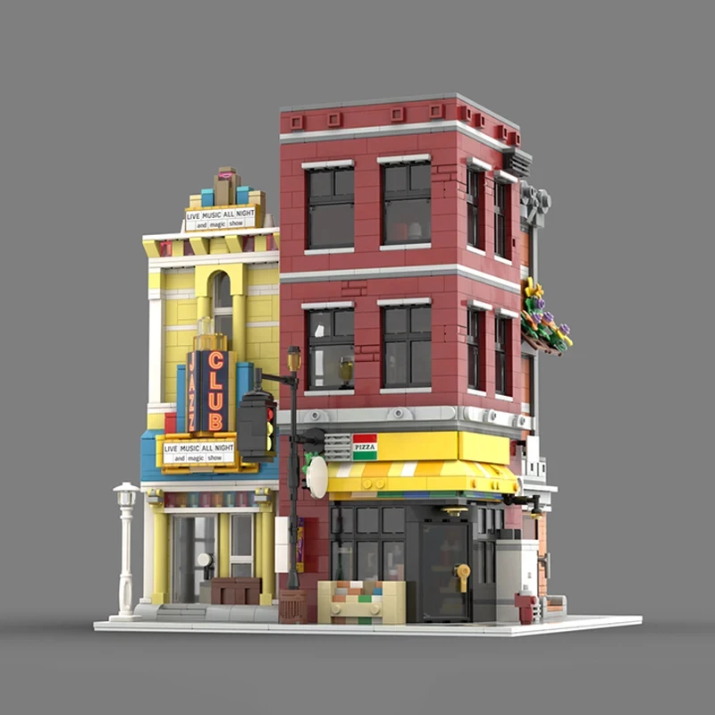 2745PCS MOC straatscène modulair gebouw hoek deli en clubmodel assemblage bouwsteenspeelgoed verjaardagscadeau voor kinderen