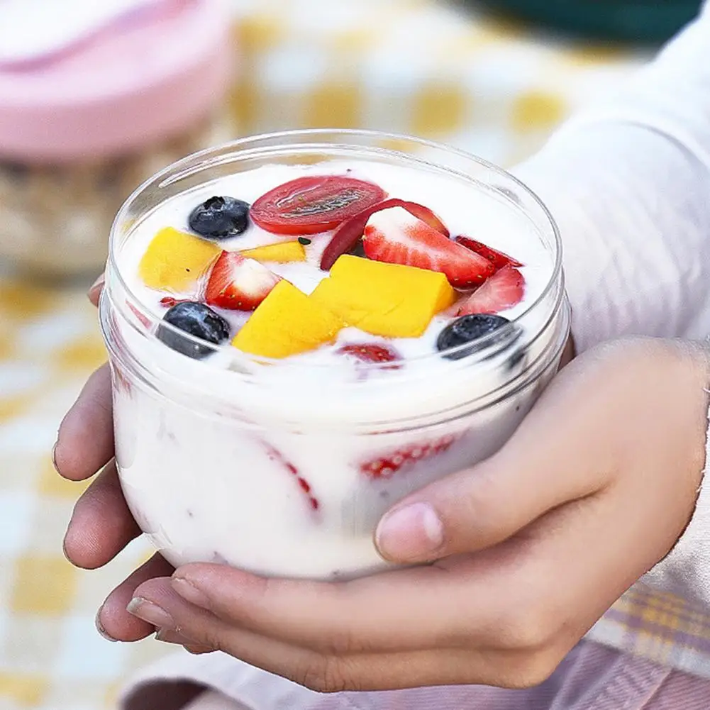 600ml Yogurt Jar Useful Capacity Fit Salad Cup Overnight Yogurt Milk Salad Breakfast Jar Work Supplies