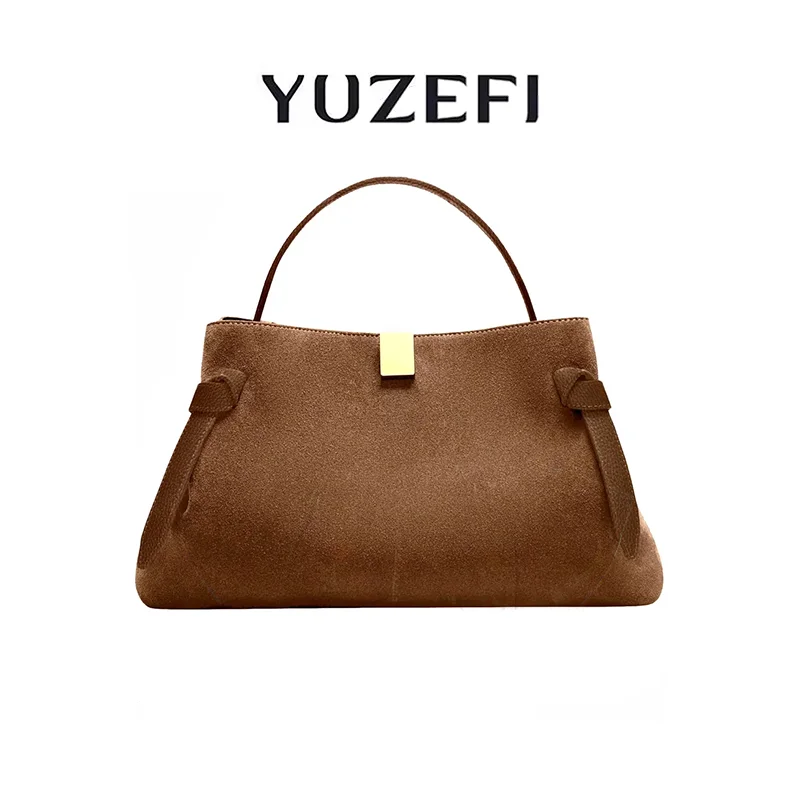 

YUZEFI Trendy Retro Autumn Winter Suede Multifunctional Women's Handbag for Daily Commuting Large Capacity Bag
