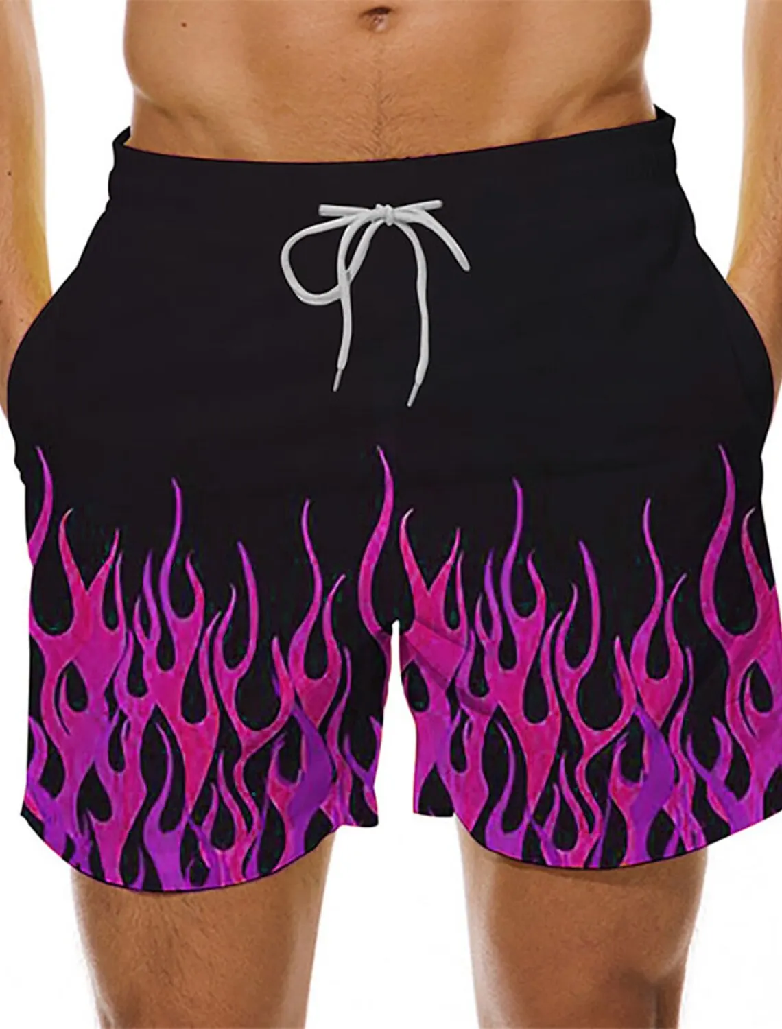 Short de bain imprimé 3D flamme colorée pour hommes, short de plage, short de tennis, short de sport, short de glace fitness, mode estivale, 2024