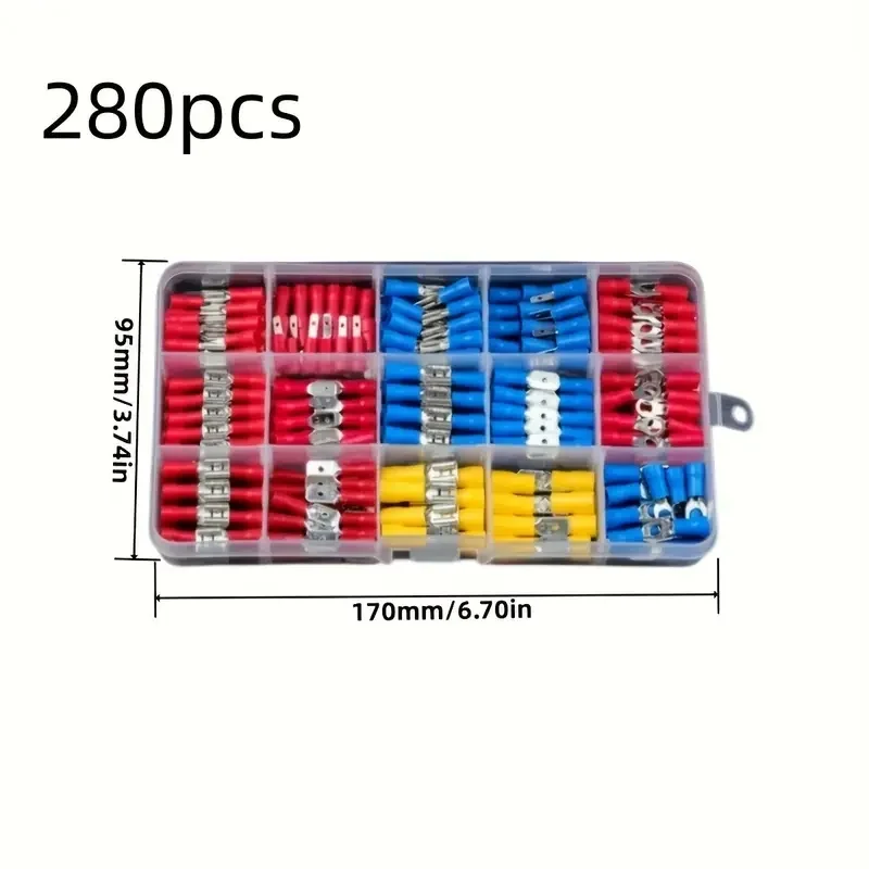 280pcs Insulated crimp terminal with color coded connector Boxed wire crimp tool set for electrical repair/auto line modificatio