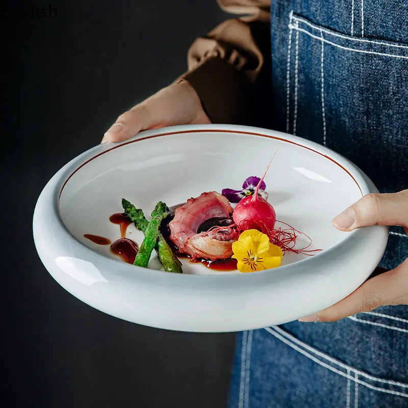 Circular Ceramic Soup Plate Restaurant Dinner Plate Sashimi Plate Salad Plates Dessert Snack Dish Serving Dish Kitchen Utensils