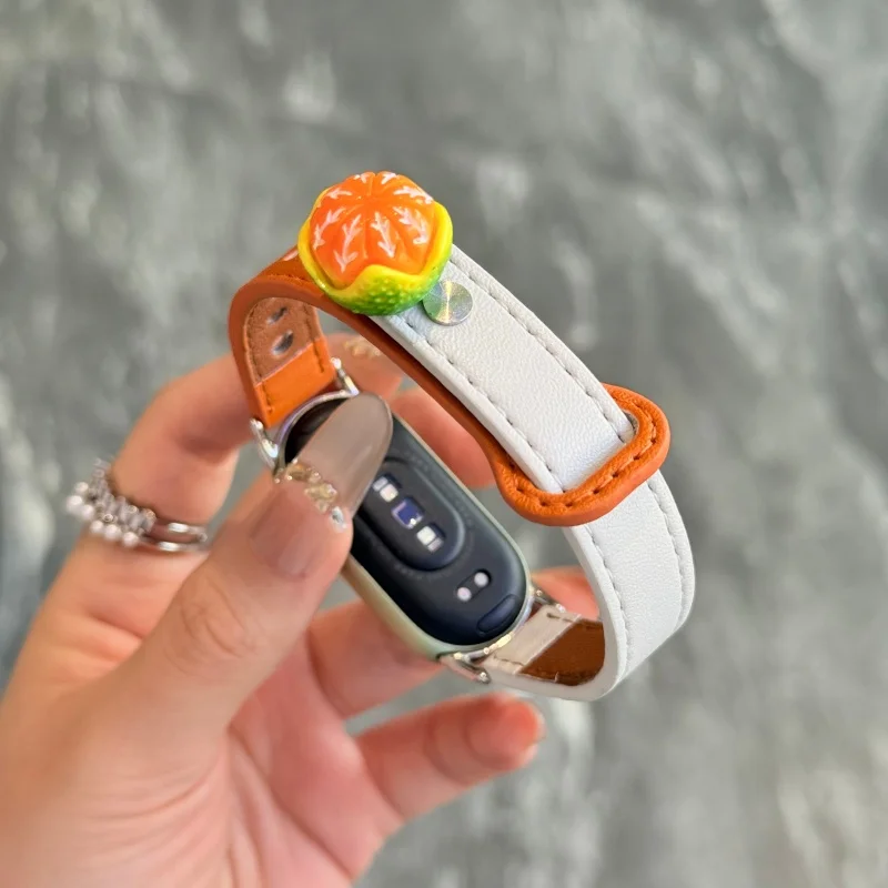 

Orange and white double buckle strap suitable for Xiaomi Band 8Pro/9Pro，For Mi band3/4/5/6/7，8/8NFC/9/9NFC/10/10NFC， For Redmi