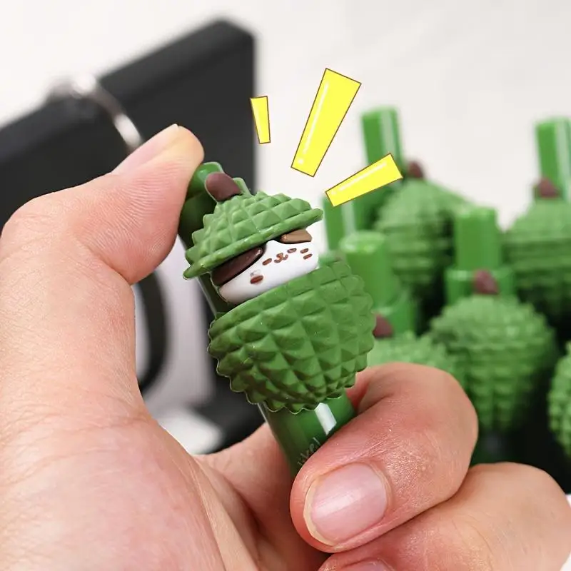 

【Красивая】Гелевая ручка Kawaii с изображением кошки, вылущивающей дуриан, 0.5 мм, черные чернила, для подписи, канцелярские товары, подарок, письменные принадлежности