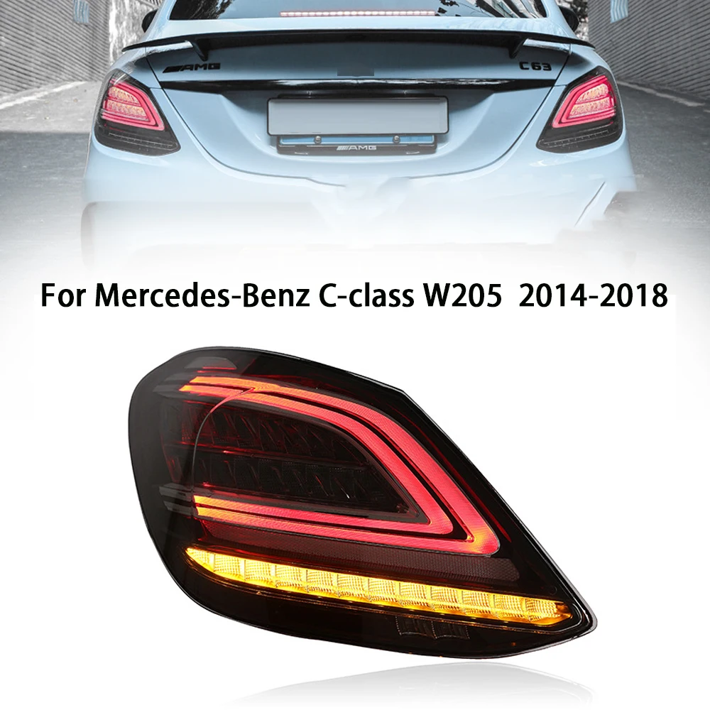 

For Mercedes-Benz C-class W205 C300 C260 C200 2014-2021 LED Rear Tail Lights Turn Signal Light Stop Brake Reversing Lamp Driving