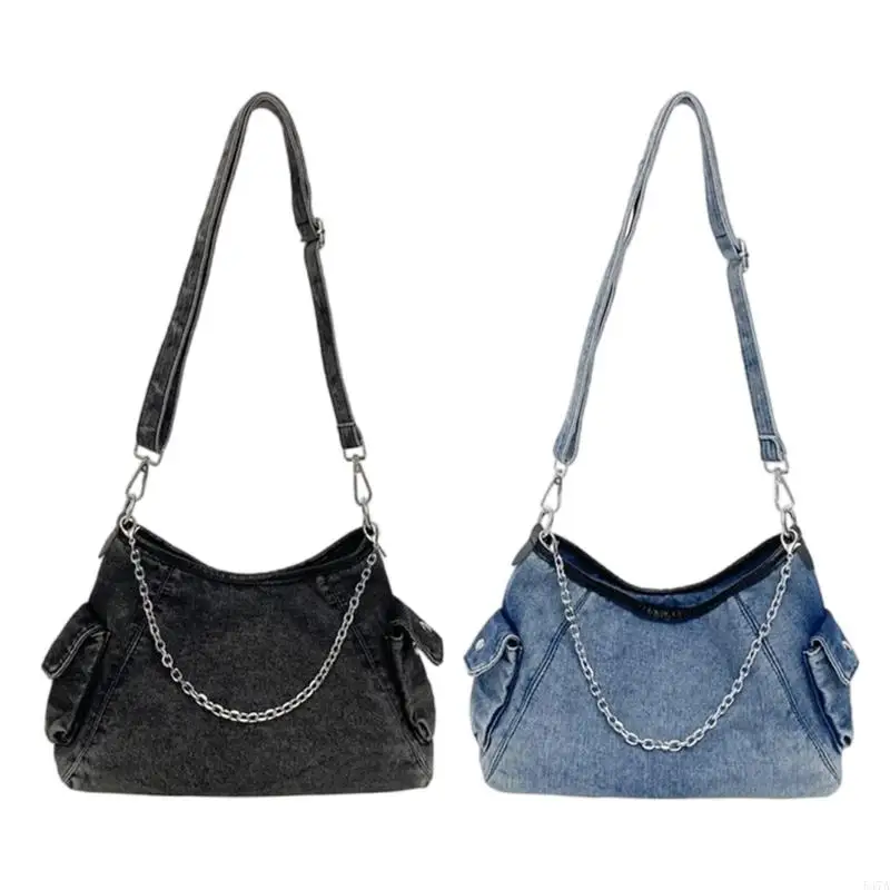 

Luxurious Jeans Shoulder Bag Fashionable Evening Bags Casual Underarm Purse with Chain Strap for Shopping and Dating 547A