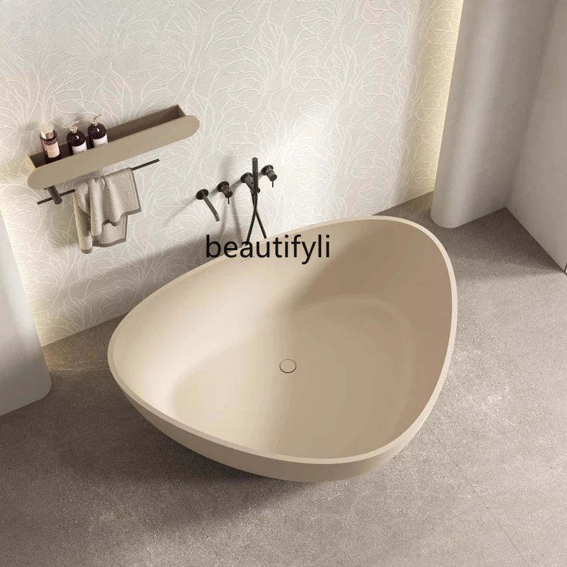 

Artificial stone freestanding Qimei stone bathtub home hotel couple double triangular arc bath