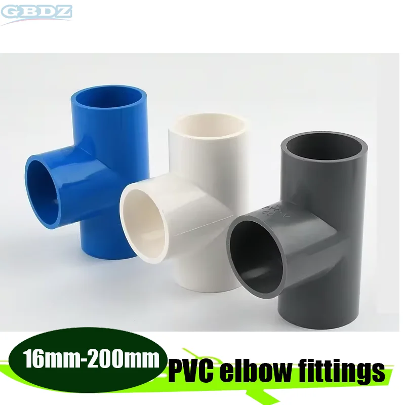 PVC Pipe Tee Equal Fitting Connector Water Supply Plastic Drain Pipe Garden Irrigation Aquarium Water Tube Fittings 50 63 70 32