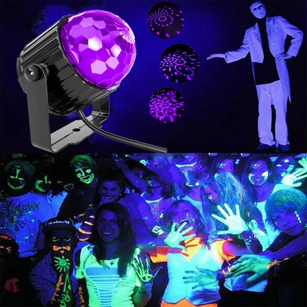 Imagem -03 - Led Bola Mágica Roxa uv Luz Negra Luzes de Festa Dia das Bruxas Natal Carnaval Ktv Bar 5v 6w