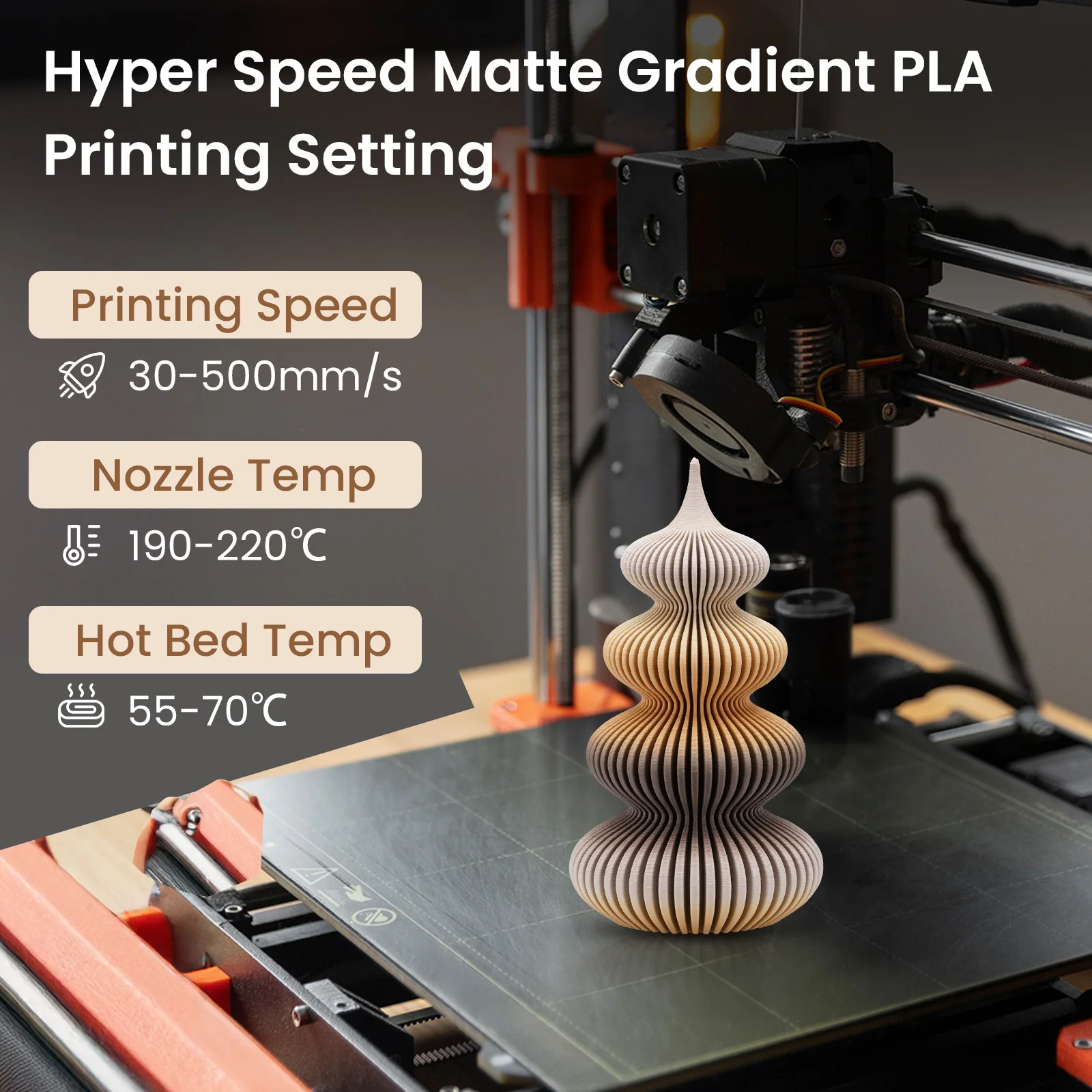 ERYONE High Speed Matte Gradient Rainbow 3D Printer PLA Filament 1.75 +/- 0.03mm, Matte Multicolor Filament PLA 1KG 2.2LBS Spool — zdjęcie produktu 3