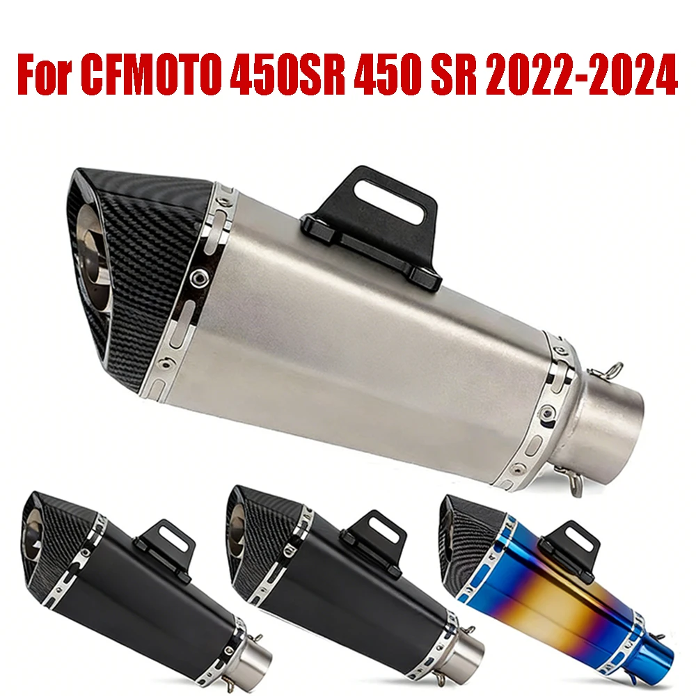 

Motorcycle Exhaust System Stainless Steel Escape Middle Tail Link Pipe With Muffler For CFMOTO 450SR 450 SR 2022-2024 slip-on