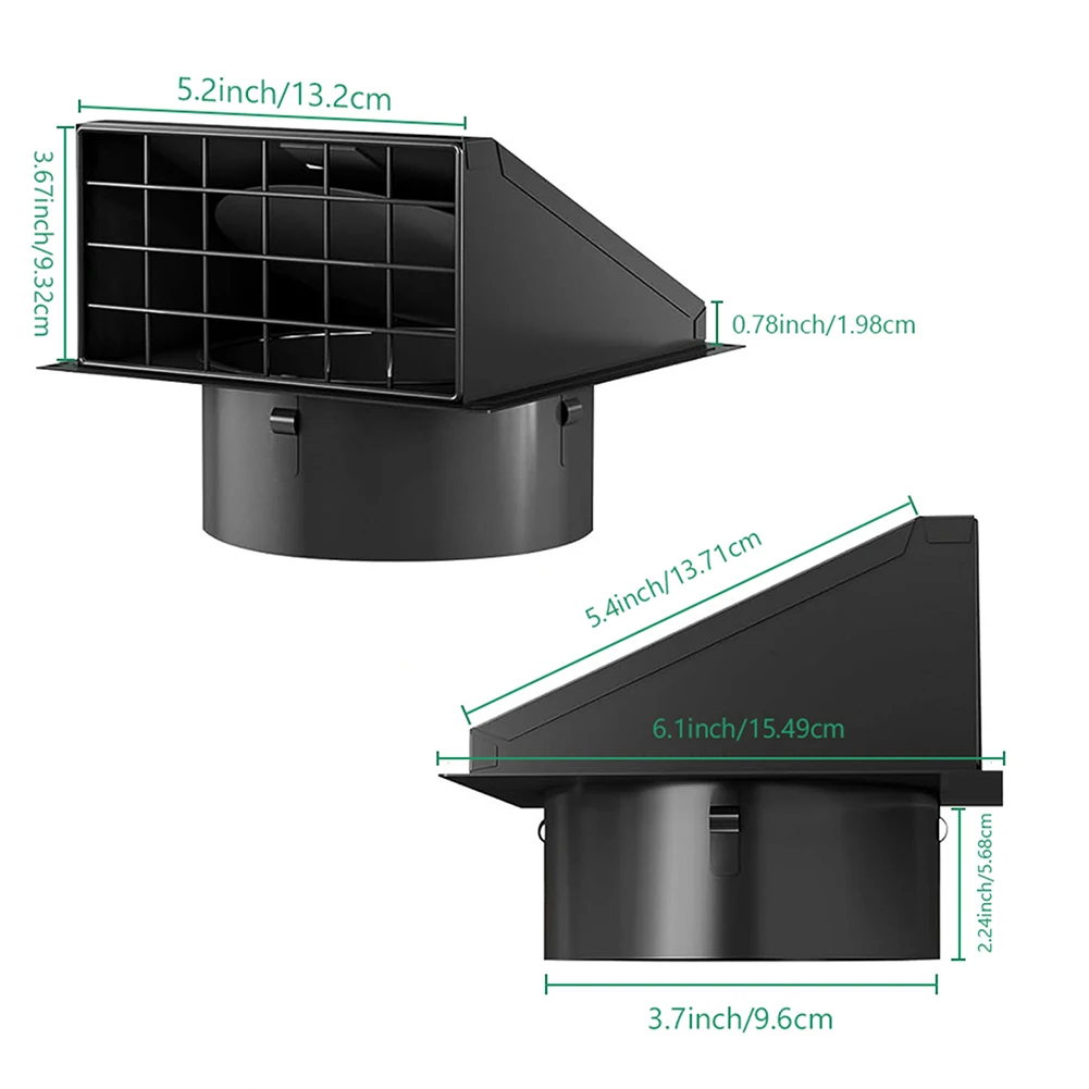 4インチ壁掛け換気扇、取り外し可能なメッシュメタル外装換気カバー付き、住宅用外部換気扇