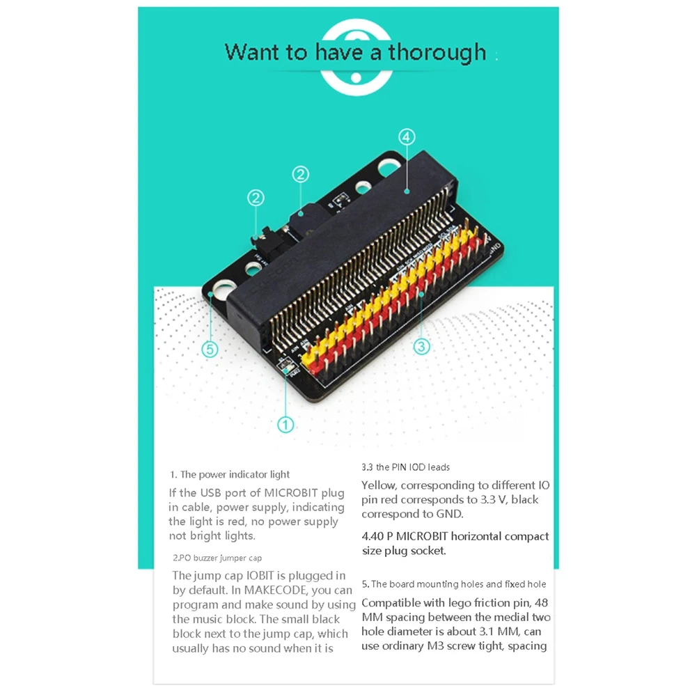 For Microbit Expansion Board IOBIT V2.0 Micro:Bit Horizontal Adapter Board Plate Primary and Secondary Schools