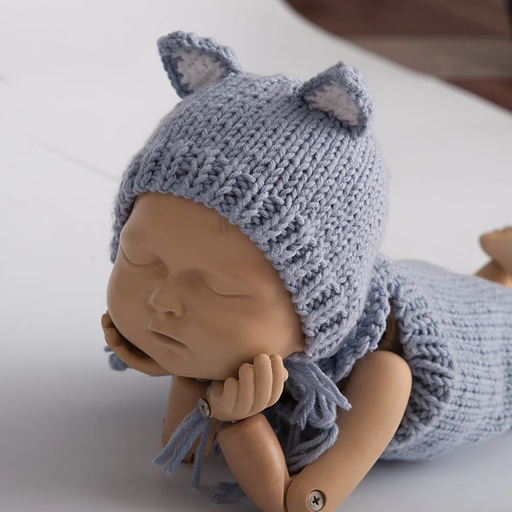 

Fox Design Crochet Baby Clothes 0-1 Month Light Grey Soft Comfortable Newborn Costume Ideal Photography Prop Infant Gift Set