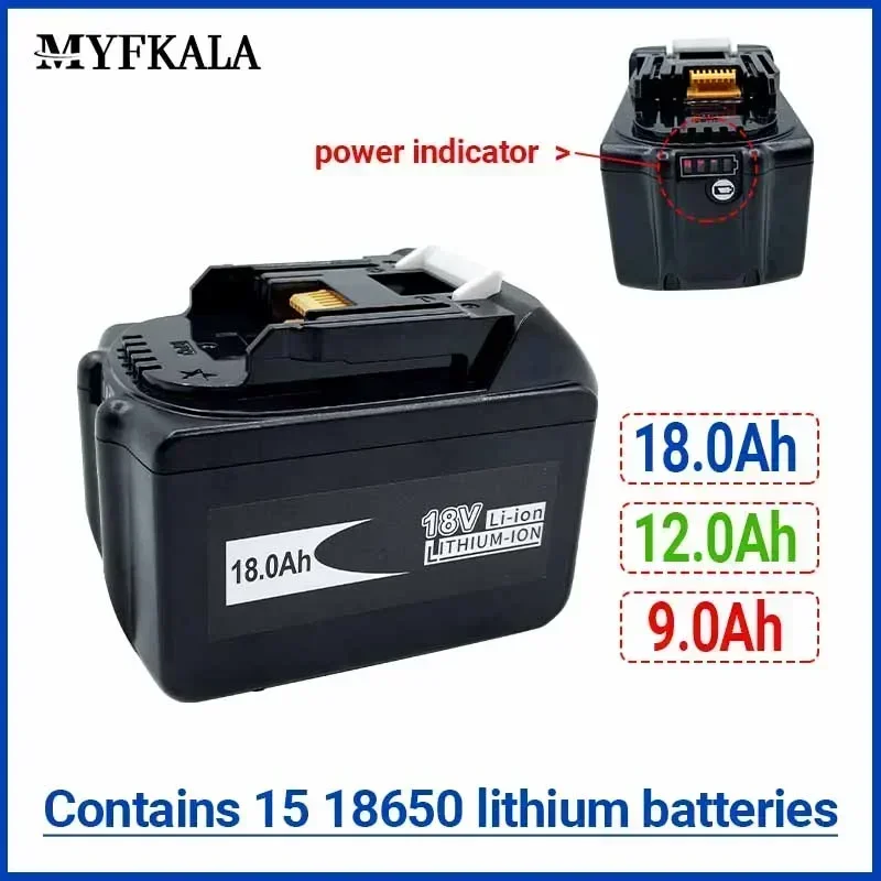

2025 BL1860 for Makita 18V Battery ，18 V Power Tools Rechargeable Battery， Replacement Battery for Makita BL1830 BL1840 BL1850B