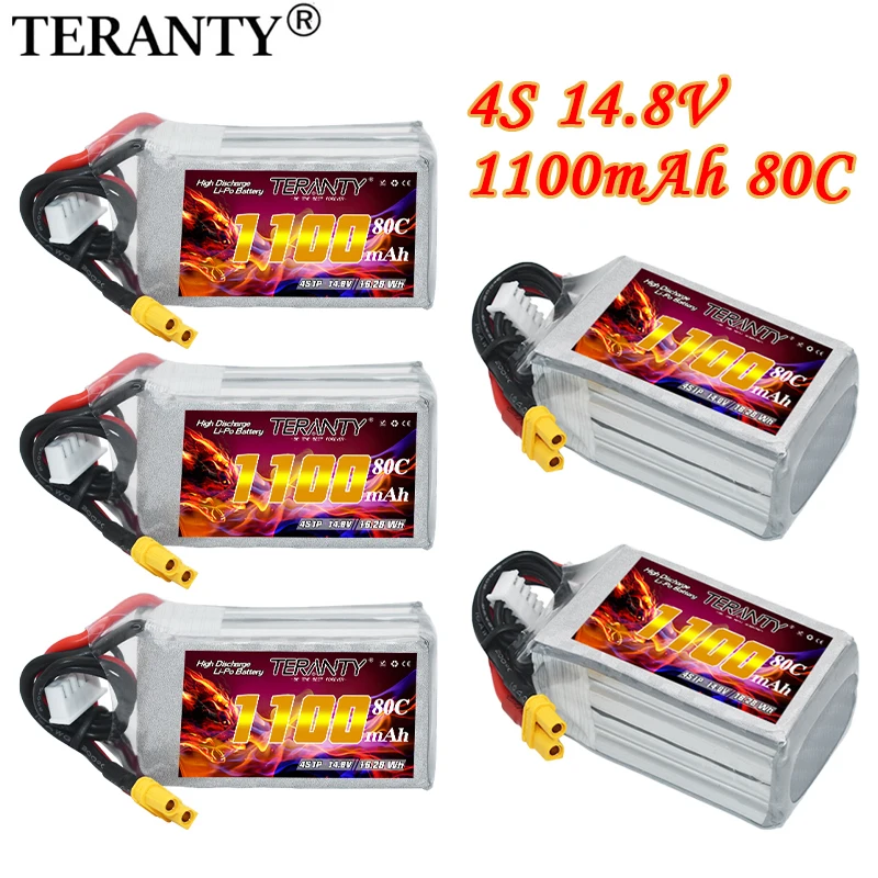 Original TERANTY 14.8V 4S 80C/160C 1100mAh Lipo battery, suitable for RC helicopter quadcopter FPV drone, rechargeable battery