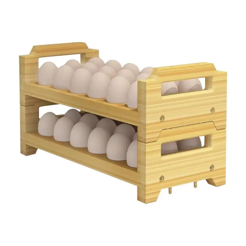 

Wooden Egg Holder 2 Tier Display Stand Egg Storage Rack Rustic Stackable Kitchen Counter Display Rack for Duck Eggs Chicken Eggs