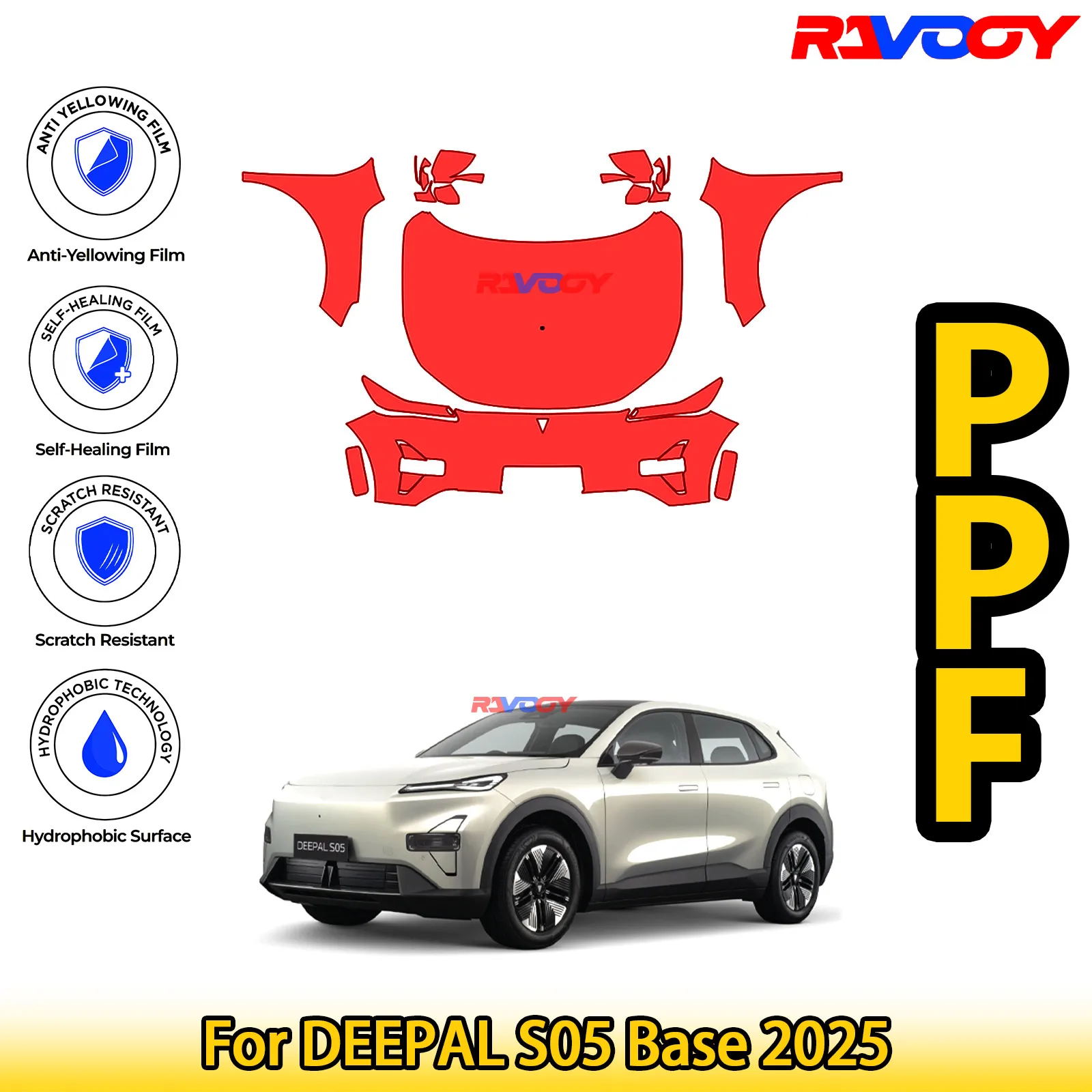 

For DEEPAL S05 Base 2025 Glossy Matte Black Precut front PPF Kit Paint Protection Film