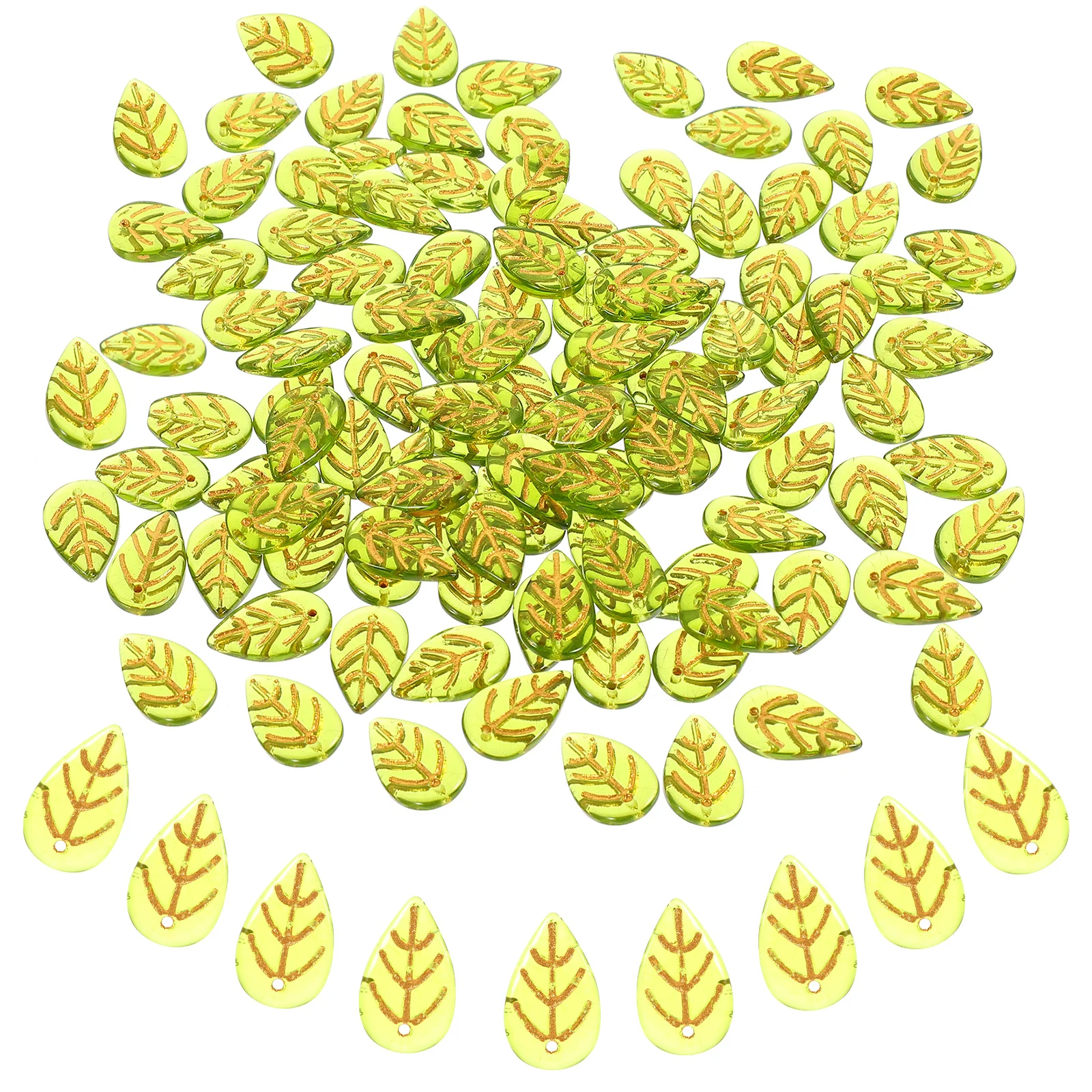 

100Pcs Glass Leaf Charm Pendants Dangle for Jewelry Making Bracelet Necklace DIY Craft Accessories Supplies Glass Leaf Charm