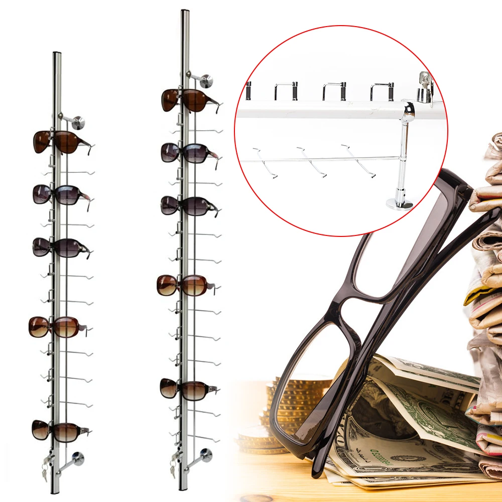

10 шт. 12 оправ Новая алюминиевая Запираемая стойка для солнцезащитных очков стеллаж для очков