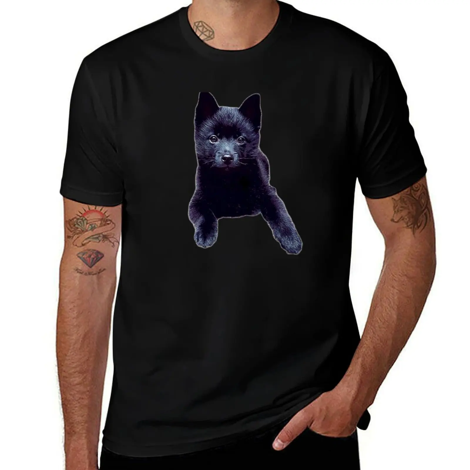 Schipperke puppy dog cute T-Shirt Simple Line Art Print Tee T-Shirt