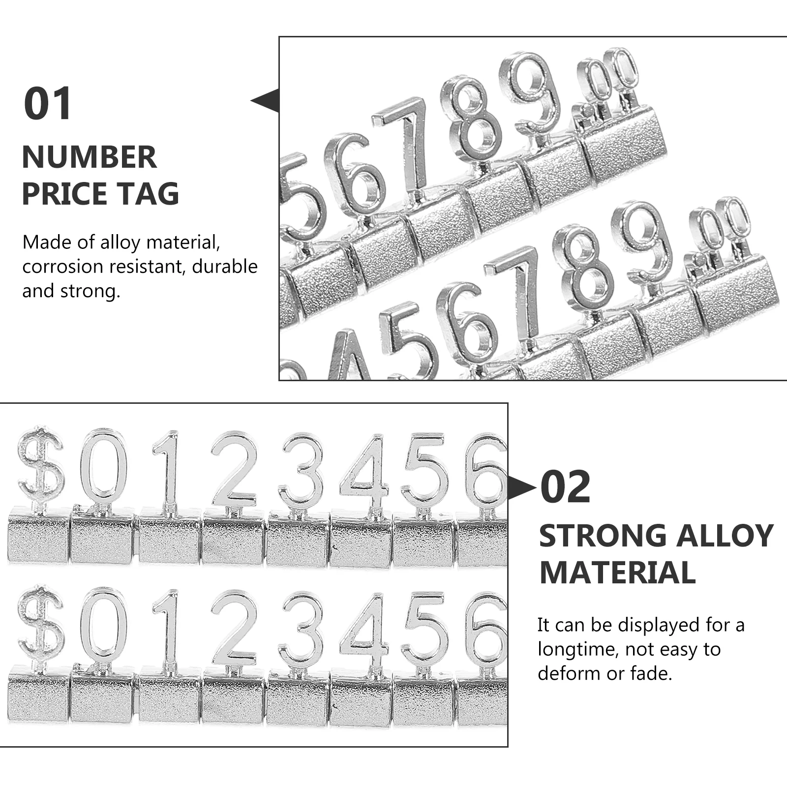 금속 가격표 표시 랙 쥬얼리 태그, 합금 소매 디스플레이, 글자 라벨, 10 개