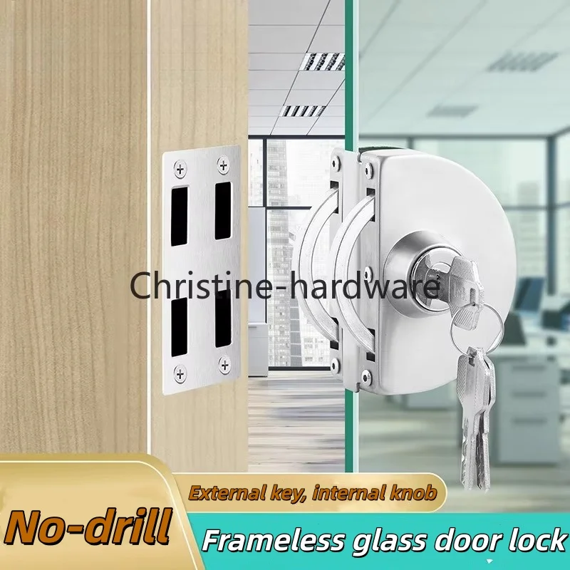Glass lock Push-pull glass Single No opening Stainless steel store central lock Single Glass door
