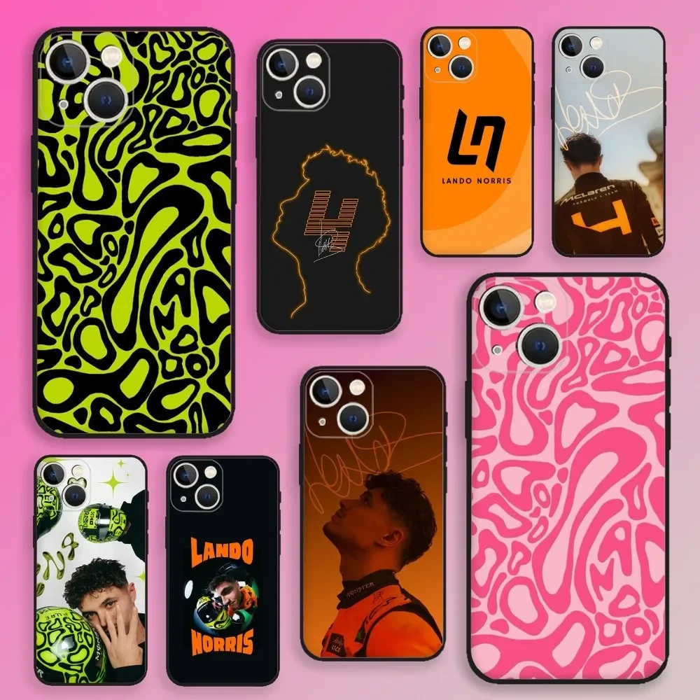 F1 Formula 1 L-Lando Norris Phone Case For iPhone 16,15,14,13,12,11,Plus,Pro Max,XS,X,XR,SE,Mini,8,7 Soft Silicone Black Cover