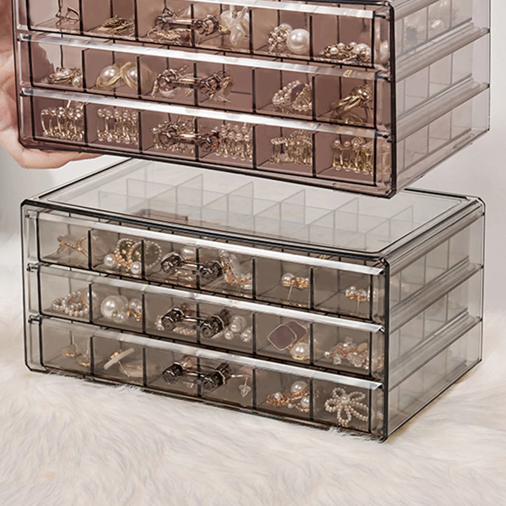 

Clear Plastic Box 3 Layers 72 Compartments Jewelry ganizer Durable Material Earring ganizer Storage Home Office