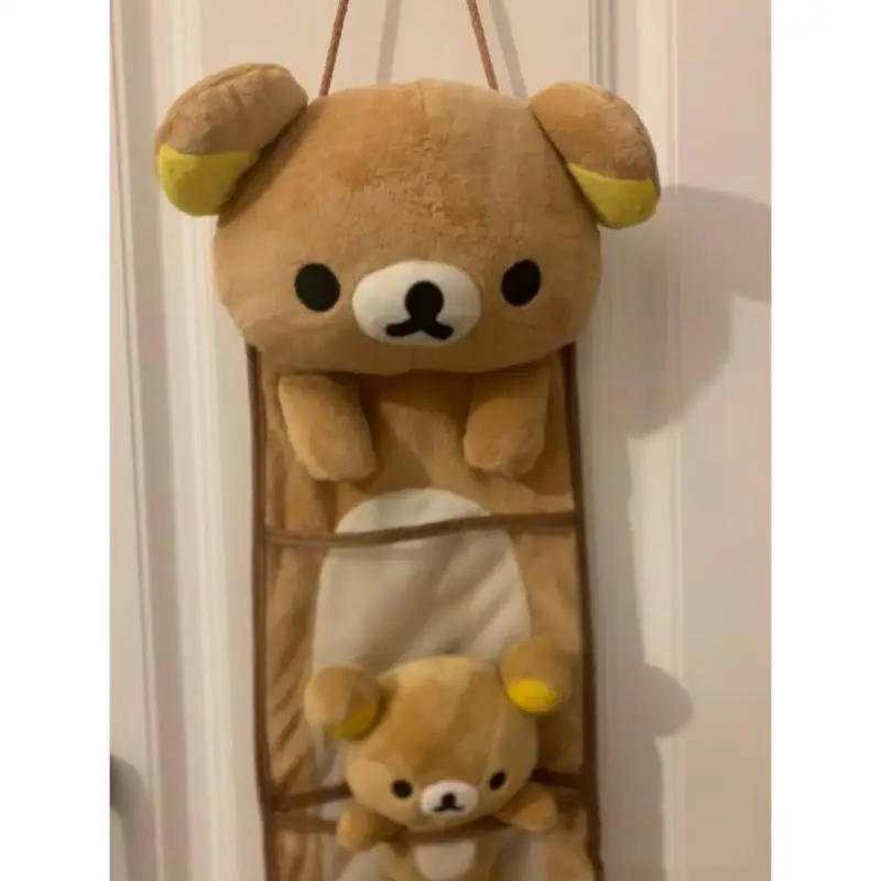 Nowa Kawaii śliczna Rilakkuma torba do zawieszenia naścienna torba do przechowywania kieszeń na siedzenie akcesoria różne torby do przechowywania