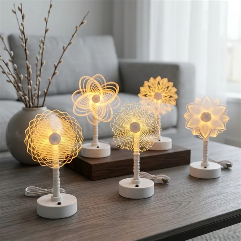 30Pcs Led Acrylic Night Light USB Charging Battey Power Art Desktop Living Room Bedroom Bar Decor Lamp Gift